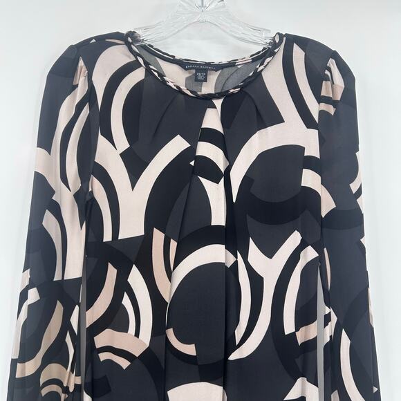 Banana Republic Fiona Geometric Silk Shift Dress Black Neutral Women’s Size XS - Picture 4 of 12